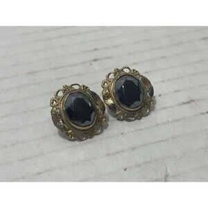 Vintage LSP LS Peterson Co 1/20 12K Gold Filled Hematite Earrings